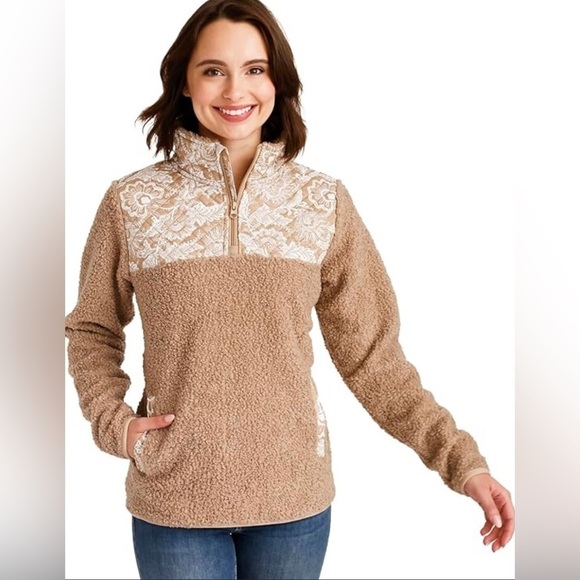 Vera Bradley Women's Snap Collar Fleece Pullover Sweatshirt with Pockets - Picture 1 of 2